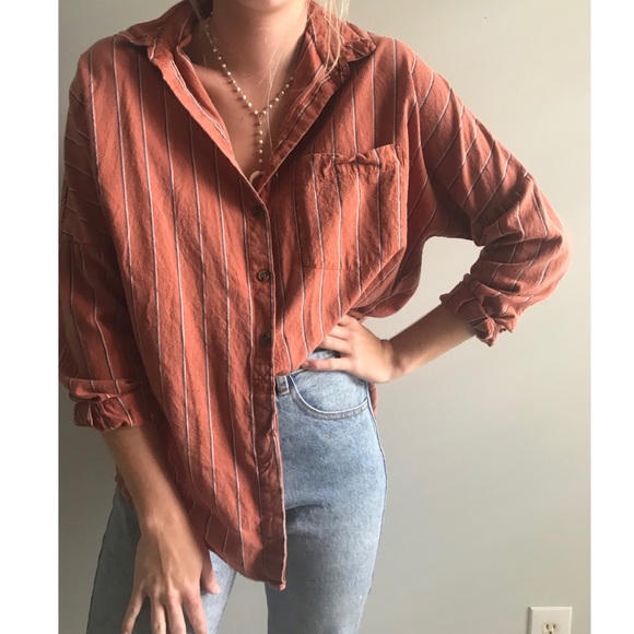 ‼️SOLD. BDG Orange Longsleeve Buttondown - Picture 1 of 4